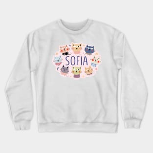 Sofia name with cartoon cats Crewneck Sweatshirt